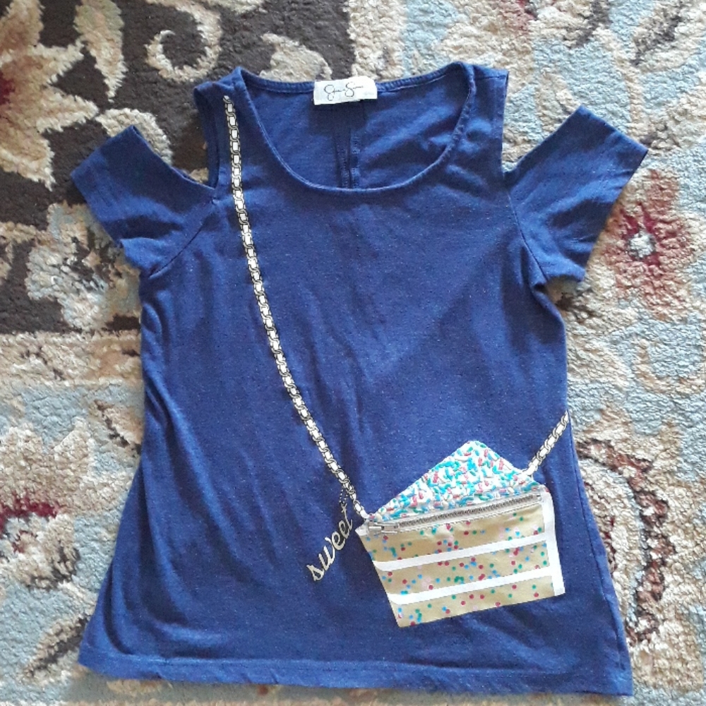 Jessica Simpson cold shoulder top